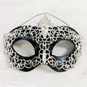 2 in 1 black mask, Masquerade party wedding, silver masquerade mask, Party mask